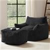 Calivra Pouf XXL per adulti con ottomano - Poltrona reclinabile ergonomica Relax con supporto a 5 zone, rivestimento Corduroy, imbottitura in spugna ad alta rimbalzo, salvaspazio, per soggiorno, camera da