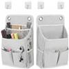 WestCH 2 Pezzi Borsa Portaoggetti da Parete Pieghevole, Tasche Organizzatore da Appendere Impermeabile, Tasche Portaoggetti da Parete con 4 Ganci, per Camera Bagno Dormitorio, Bianco