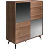 AC ANGEL CERDÁ Angel Cerdá - Credenza in vetro nero noce specchiato - Credenza da salotto moderna e sofisticata - Credenza in legno resistente - Credenza con ampio spazio per riporre le cose - 110 x 45 x 124 cm