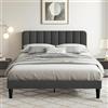 VECELO Letto matrimoniale imbottito, 140 x 200 cm, con testiera in velluto regolabile in altezza, stabile struttura per letto con rete a doghe, moderna struttura per letto per camera da letto e camera