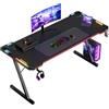 JUMMICO Scrivania Professionale per Gamer 160 x 60 cm, Illuminazione RGB Tattile, Piano in Fibra di Carbonio Nero, Supporto per Cuffie, Design Ergonomico