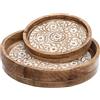 ATMOSPHERA CREATEUR D'INTERIEUR Atmosphera - Set di 2 vassoi rotondi scolpiti e sbiancati in mangiare D 35,5 e D 25,5 cm