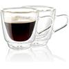 Cucina di Modena Tazzine da espresso: tazze da caffè a doppia parete, in vetro, set da 2 (tazze da caffè a doppia parete, bicchiere, caffè)