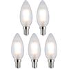 Paulmann 29096 Lampadina a filamento LED 230V candela E14 confezione da 5 5x4,8W 5x470lm 35mm opaco vetro 4000K