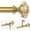 VOREFF Gold Curtain Rods for Windows 66-120 Inch: 1 Inch Adjustable Acrylic Drapery Rod with Translucent Gold Foil Finials- Single Decorative Curtain Rod for Bedroom & Bathroom