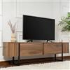 Dmora - Mobile porta TV Colzate, Credenza da soggiorno, Armadio basso per TV, Base parete attrezzata, 180x30 h50 cm, Noce e Nero