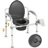 Luckfaith Sedia Comoda con Secchio Rimovibile - Ausilio WC Regolabile in Altezza con Capacità 180 kg, Sedia da Comodino Pieghevole e Leggera per Anziani e Adulti con Disabilità