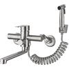HomeLava Rubinetto da Cucina a Parete con Doccetta, Rubinetto Cucina per Lavello Girevole 360°, Rubinetto da Muro in Acciaio Inox 304, Nichel Spazzolato, Distanza del Foro di 7-23 Cm