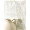 Newroom Carta da Parati Crema a Foglie Scandinave per Soggiorno | Struttura tessile opaca, tralci verde oliva su fondo bianco crema, per camera da letto e zona giorno