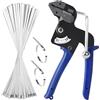 TXHKNX Pinza per Fascette Metalliche Autobloccante con 200 pezzi Fascette stringitubo in Acciaio Inox, pistola per fascette in metallo per tensionare e tagliare le fascette, adatta per cavi e tubi
