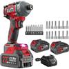 GoYwato Avvitatore ad Impulsi 290 Nm, 21V Brushless Avvitatore a Impulsi, 1/4 Avvitatore a Percussione con 2 Batteria 4,0 Ah & 10 Punte & 14 Prese per Cacciavite Lavori di Serraggio Delle Viti, Rosso