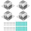 sourcing map 4 basi quadrate per pali da 2 mm, in acciaio inox, staffe per pali per ponte, recinzioni, ringhiere, corrimano, montaggio adatto a montanti da 3 x 3 cm