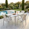 MIlani Home JERRI - set tavolo in alluminio cm 90/180 x 90 x 75 h con 4 poltrone Lotus