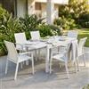 MIlani Home JERRI - set tavolo in alluminio cm 90/180 x 90 x 75 h con 6 poltrone Lotus