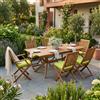 MIlani Home CAESAR - set tavolo in legno massiccio di acacia cm 150/200 x 90 x 78 h con 4 sedie e 2 poltrone Dresda