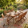 MIlani Home CAESAR - set tavolo in legno massiccio di acacia cm 150/200 x 90 x 78 h con 6 sedie e 2 poltrone Dresda