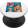 Sphynx Kitten Lover PS Sphynx - Fotobooth per ritratti con animali domestici, con occhiali da sole PopSockets PopGrip Adesivo