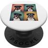 Rottweiler Puppy Lover PS Rottweiler Pet Face Portrait Photobooth con occhiali da sole PopSockets PopGrip Adesivo