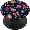 Coastal Shells Bows Sea Aesthetic Costiera Tidepool Conchiglie Fiocchi Rosa Mare Profondo Estate PopSockets PopGrip Adesivo