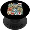 Watercolor UK Travel Souvenir Wales Flag Carino Galles Regno Unito Castello Welsh Dragon Viaggi PopSockets PopGrip Adesivo