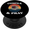 Software Developer Retro Tech Apparel Software Developer Compile & Pray Retro Coder PopSockets PopGrip Adesivo
