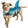 PUMYPOREITY Salvagente per Cani, Cappottino di Salvataggio Cani Giubbotto di Galleggiamento Costume da Bagno Cuccioli Ripstop Lifesaver Dog Vest Life Jacket Pinna di Squalo per Nuoto, Surf, Conottaggio(Blu, S)