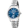 Just Cavalli Glam Chic Luna - Orologio Da Polso Da Donna Al Quarzo Moda Bracciale E Cassa In Acciaio Inox Grigio Quadrante Analogico Blu - JC1L309M0045