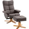 Homcom poltrona con poggiapiedi sedie ergonomica poltrona girevole Imbottita Comoda Ergonomica Morbida con Poggiapiedi, Reclinazione Manuale, Nero