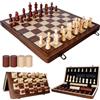 Corpower Scacchi Magnetici - Scacchiera In Legno 2 in 1, Dama Gioco da Tavola, Scacchiera Pieghevole Facile da Riporre, Perfetto per Feste ed Eventi in Famiglia (39 x 39 cm)