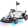 Mondial Toys Go Kart Elettrico per Bambini 24V Drift BMW con Licenza Ufficiale, 2 Motori Potenti, Sedile Regolabile, Luci LED, 2 Velocità, Freno e Acceleratore Separati, 6-12 Anni (Bianco)
