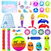 YYDSXK 33 Pezzi Giocattoli da Immersione, Giocattoli da Piscina con Cubetti Luminosi a LED e Diamanti di Cristallo, Piscina Subacquea Immersioni Giocattolo per Bambini con Palla da Spiaggia, Sirene Rotanti