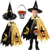SANLIUSANJIU Costume da strega per Halloween, per ragazzi e ragazze, include mantello e cappello + borsa a teschio, per carnevale e Halloween