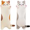 Amozo Gatto Peluche Cuscino Lungo Gatto di Peluche Kawaii Gigante Morbido Abbraccio Cuscino Giocattolo Regalo per Bambini Adulti, 1pcs, Grigio 70cm