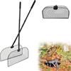 luolety Rastrello per foglie con manico lungo, raccoglie foglie da giardino, in metallo, con rastrello in metallo largo 40 cm, per raccogliere foglie, erba