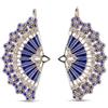 GocciAzzurra Jewels GocciAzzurra - Orecchini da Donna Diva Rodhium Blue Crystal, Orecchini a Ventaglio con Smalto a Mano e Pietre in Nanoceramica, Stile Art Deco, Made in Italy, Color Argento e Blu