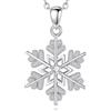 INFUSEU Collana Fiocco Di Neve, Argento 925 Ciondolo Catena Due Colori CZ Gioielli Catena Da Donna Regalo per Le Donne
