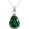 Navachi Collana in argento Sterling 925 placcato oro bianco 18 kt con ciondolo a forma di pera smeraldo da 8,0 kt, 40,6 cm, Pietra, Smeraldo artificiale,