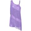 YEAHDOR Vestito Latino Americano Bambina con Paillettes Frange Body da Ginnastica Artistica Leotards da Balletto Ballerina Abito da Jazz Samba Rumba Dancewear Blu 15-16 Anni