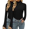 Terecey Maglia Donna Collo Alto Confezione da 2 Dolcevita Cotone Manica Lunga Lupetto Leggero Aderente Basic Top Elegante Intimo Traspirante Elasticizzato Sottogiacca Termico