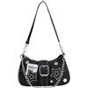 BEAHING Borsa Y2k da Donna: Borsa Vintage alla Moda con Decorazione a Catena, a Tracolla sotto Le ascelle con Cerniera sulla Maniglia Superiore per Viaggi di Lavoro