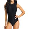 Vuncio Costume da Bagno Donna Intero Curvy Sexy Taglie Forti Elegante con Zip Costumi Interi Donna Contenitivi Scollo a V Sportivo Spiaggia Piscina Mare Monokini (Black, XXL)