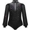 MSemis Camicia Body da Ballo Latino Americano Tango Bambini e Ragazzi Balletto Leotards Body Danza Classica Moderna Standard Jumpsuit Bodysuit da Pattinaggio Artistico Nero 15-16 anni