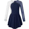 iEFiEL Vestito da Pattinaggio Artistico Bambina Ragazza Paillettes Abito da Ginnastica Vestito da Balletto in Tulle Abito da Competizione Ballo Ballerina 5-16 Anni A Nero 13-14 Anni