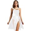 iEFiEL Donna Abito da Ballo Splice Senza Maniche Vestito da Pattinaggio Artistico Ginnastica Danza Moderna Ballerina A Bianco M