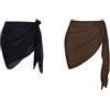 NJIEzhao Gonna Avvolgente Bikini Copricostume da Donna Estivo Corto Pareo Bagno Copricostume Spiaggia Bikini Avvolgente Gonna Trasparente Sciarpa in Chiffon(Brown Khaki-2Pcs)
