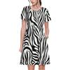 YKJJFVZ Maxi abito estivo da donna con stampa zebrata, fluido, maniche corte, con tasche laterali, nero, XL