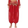 YiZYiF Donna Pantaloni di Danza del Ventre India Araba Chiffon Paillettes Pantaloni Harem Lunghi Pantalone Tribale Bloomer Yoga Pilates Dancewear Cielo Blu Taglia Unica