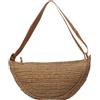 Elyebxj Borsa in Paglia, Borsa Chic a Mezzaluna 13x3, 5x8, 7 cm a Spalla da Spiaggia con Tracolla Regolabile, Tracolla Intrecciata con Cerniera per da Spiaggia in Rattan da Donna, Rafia
