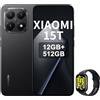 XIAOMI 15T,Smartphone 12+512GB, Display da 6,83 120Hz,MediaTek Dimensity 8400-Ultra,Obiettivo ottico Leica Summilux 50MP, 5500mAh, Garanzia 2 anni,Nero,incluso Smart Watch
