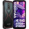 DOOGEERugged Blade10 Pro Energy Rugged Smartphone, 50MP+8MP, 32GB+256GB Telefono Indistruttibile, Android 15, 90Hz 6.56 HD+IPS, 6150mAh,Triple Card Slot,Fingerprint ID/Face Unlock/NFC- Rosso